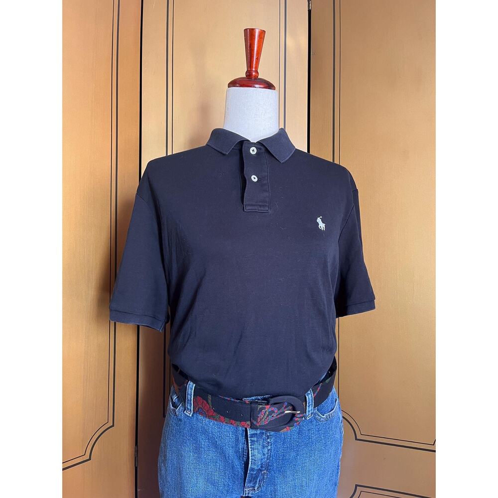 Ralph Lauren polo shirt in black cotton, size M